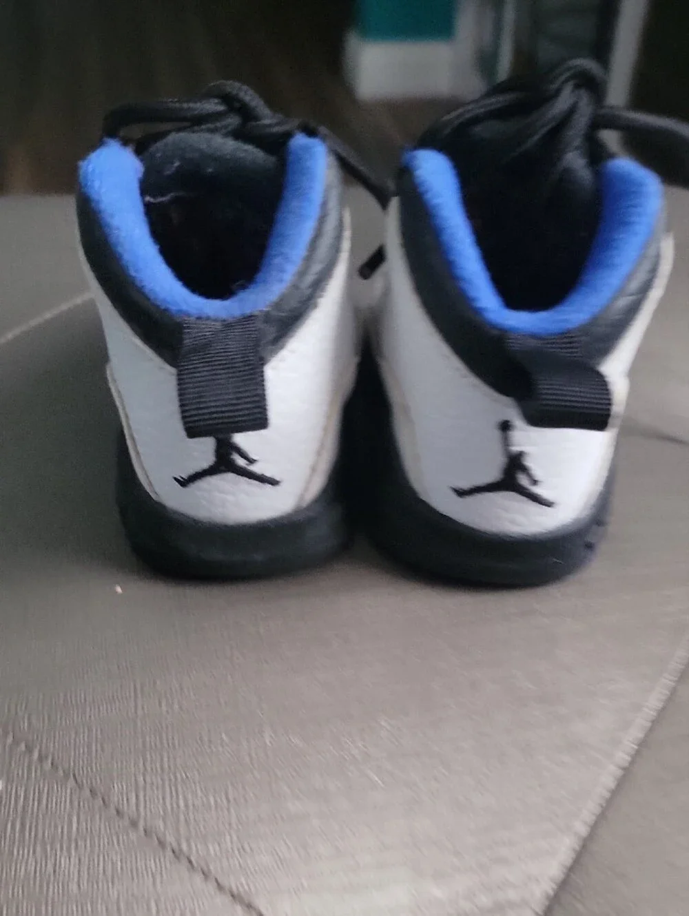 Jordan Baby Walker Shoes in White, Black & Blue